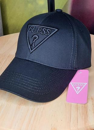 Кепка бейсболка чорна чорна з логотипом гесс гес guess