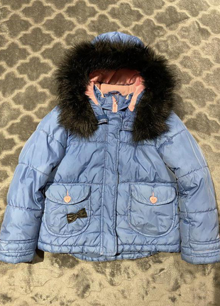 H&m 5690 детская куртка с мехом 💙🖤💙3 фото