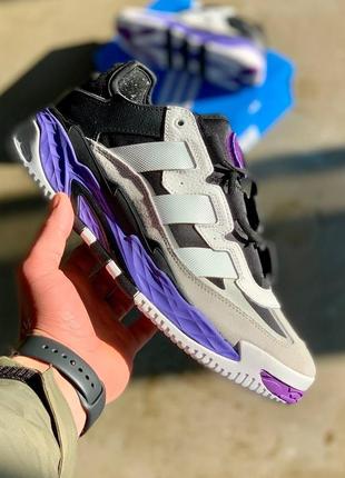 Мужские кроссовки adidas niteball black white purple