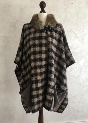 Шерстяное пальто пончо кейп бренд etro poncho wool silk cashmere винтаж