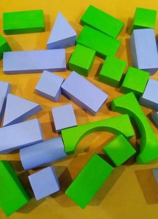 Набір додаткових дерев'яних будівельних блоків синьо-зелені playtive 32 деталі . економ упаковк