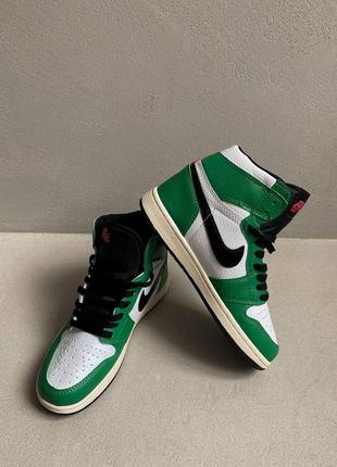 Nike jordan 1 retro lucky green брендовые крутые зеленве высокие кроссовки найк джордан високі модні зелені кросівки тренд6 фото