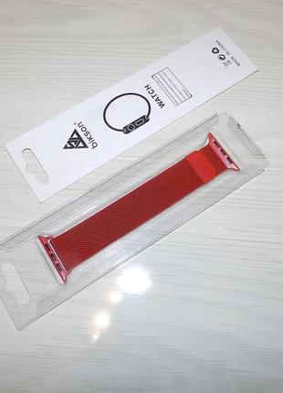 Браслет ремешок milanese loop apple watch red 44/42mm4 фото