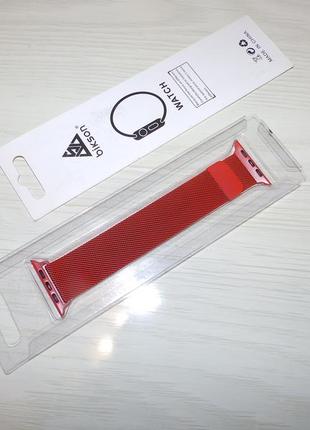 Браслет ремешок milanese loop apple watch red 44/42mm3 фото