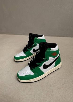 Nike jordan 1 retro lucky green круті брендові зелені високі кросівки найк джордан жіночі високі зелені трендові кросівки