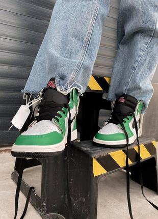 Nike jordan 1 retro lucky green брендовые высокие зеоеные кроссовки найк джордан високі зелені модні кросівки тренд на века3 фото