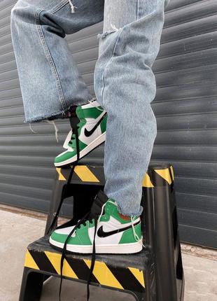 Nike jordan 1 retro lucky green брендовые высокие зеоеные кроссовки найк джордан високі зелені модні кросівки тренд на века