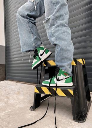 Nike jordan 1 retro lucky green брендовые высокие зеоеные кроссовки найк джордан високі зелені модні кросівки тренд на века6 фото