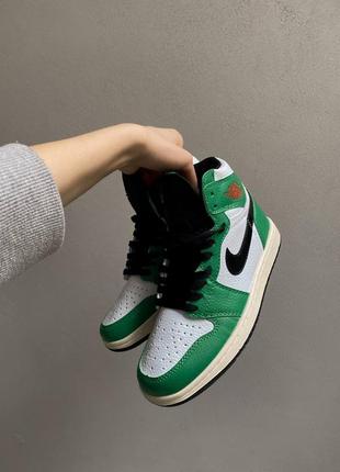 Nike jordan 1 retro lucky green брендовые высокие зеленые джордан найк мужские чоловічі унісекс зелені трендові кросівки