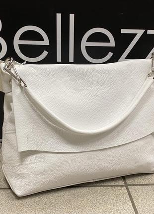 Сумка белая кожаная мягкая сумка планшет жіноча сумка біла1 фото