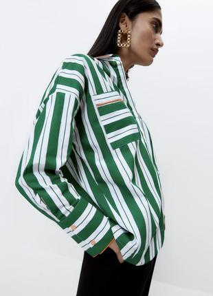 Рубашка uterque из поплина в полоску massimo dutti zara