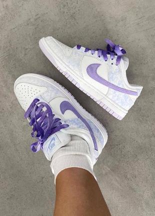 Nike dunk low purple puls брендовые сиреневые кроссовки найк трендовая модель женские модные кроссы жіночі фіолетові пастельні кросівки9 фото