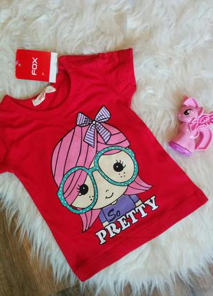 Коттоновая яркая футболка с принтом 12-18 и 3-6 мес