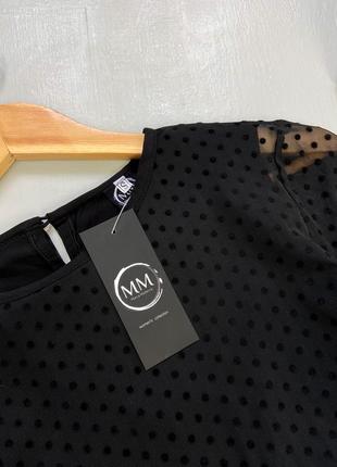 Черная блуза в фактурный горошек4 фото