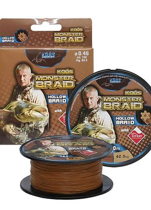 Шнур +голка koos x12 monster braid hollow 150м 0.65мм 79.8кг teflon brown
