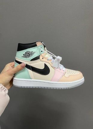 Nike air jordan 1 retro high multicolor, кроссовки женские джордан найк высокие, кросовки высокие женские, жіночі кросівки
