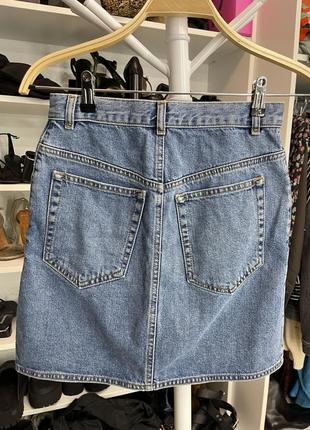 Asos denim джинсова спідниця тренд 90х на гудзиках кнопках спереду міні коротка оригінал3 фото