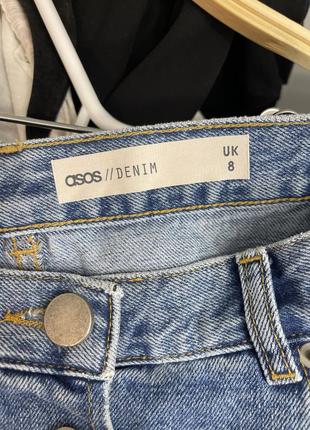 Asos denim джинсова спідниця тренд 90х на гудзиках кнопках спереду міні коротка оригінал5 фото