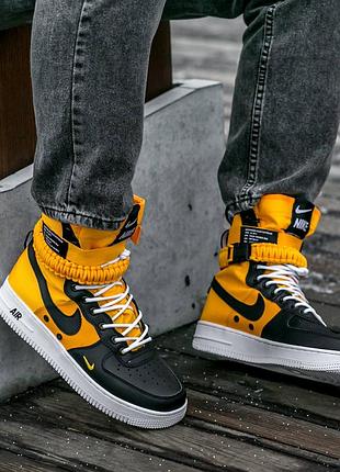 🖤💛nike air force sf black yellow💛🖤мужские кроссовки найк форс, кросівки найк чоловічі