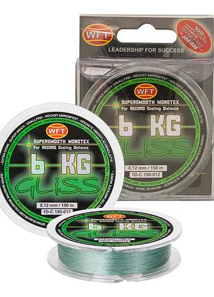 Шнур wft kg gliss monotex green 300м 0.12мм 6кг
