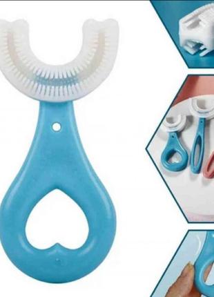 U-подібна зубна щітка для дітей блакитна