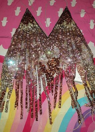 Золотой пайеточный топ