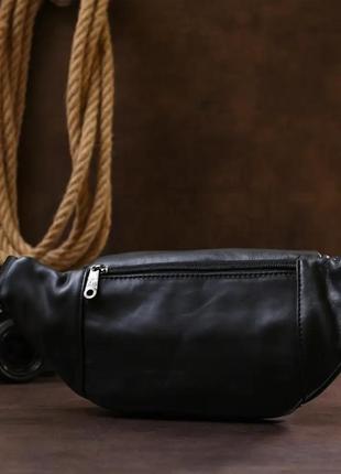 Мужская сумка кожаная черная на пояс2 фото