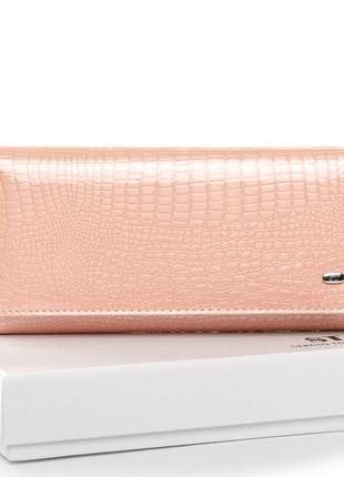 Жіночий шкіряний лаковий класичний гаманець dr. bond рожевий якісний гаманець для жінки
