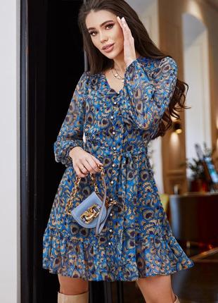 Розкішна шифонова сукня міні до колін з довгими рукавами розкльошена шифонова сукня з шифону