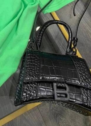 Стильна жіноча сумочка люкс якості чорний крокодил6 фото