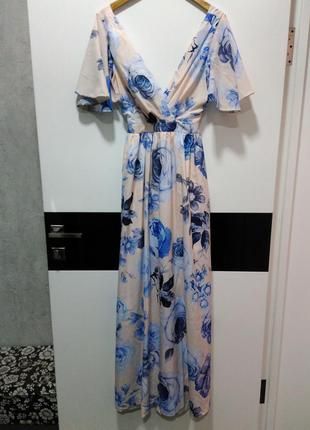 Изысканное макси-платье с цветочным принтом на запах asos, платье с открытой спиной4 фото