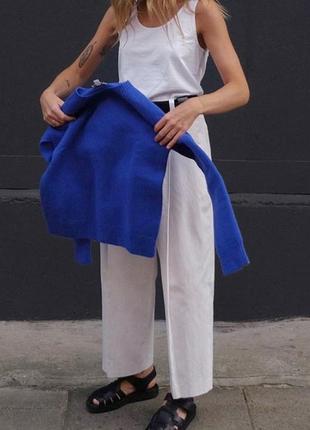 Свитшот oversized crop h&m на молнии синий electric 2