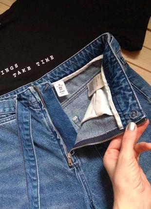 Кюлоты джинсовые джинсы с поясом & denim wide high waist ☕ наш 46р3 фото