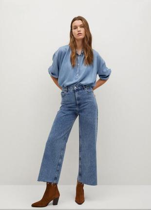 Кюлоты джинсовые джинсы с поясом & denim wide high waist ☕ наш 46р9 фото