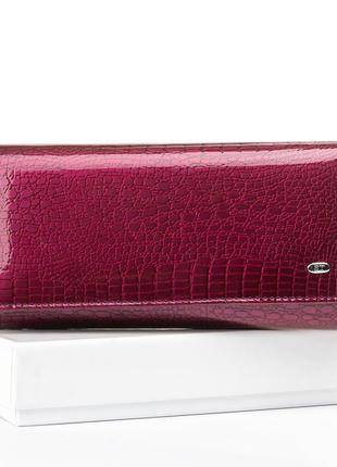 Жіночий шкіряний лаковий класичний гаманець dr. bond фіолетовий, якісний гаманець для жінки