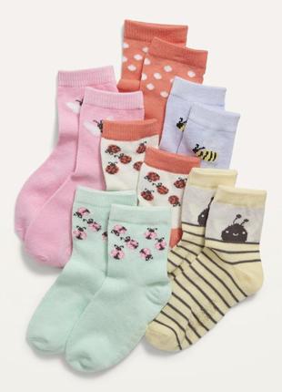 Детские носки, носочки для девочки old navy, набор носков 6 пар, р. 2-3 и 4-5 лет