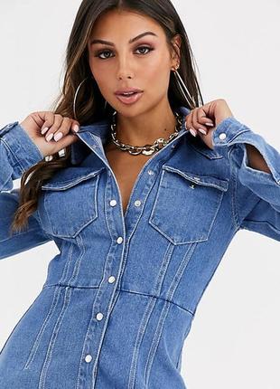 Стильное бомбезное платье asos из плотного джинса на кнопках!2 фото