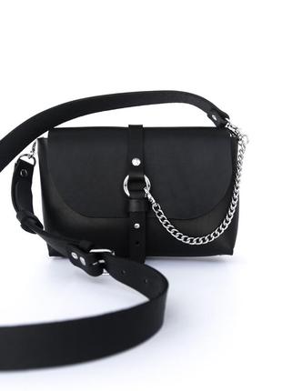 Сумка шкіряна кроссбоді , шкіряна сумка на плече чорна коричнева мінімалізм бохо готична