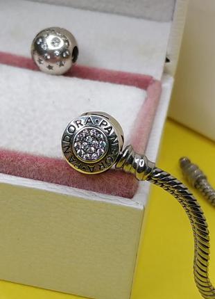Браслет пандора стерлинговое серебро 925 проба цирконий монограмма логотип бренда камни