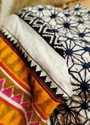 Туника в этно бохо стиле с вышивкой в принт миди индийская коттон хлопок4 фото
