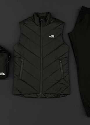 Комплект tnf 'clip' чорна жилетка / штани president + барсетка в подарунок