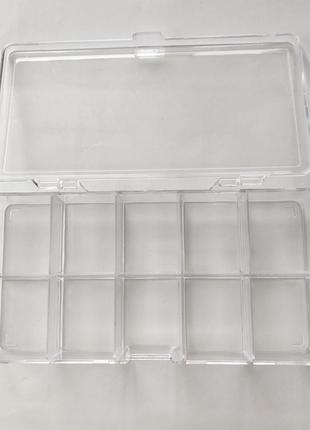 Органайзер finding контейнер короб прямоугольный 10 ячеек прозрачный 17,5 см х 8,5 см х 3 см