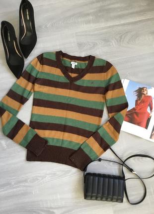 Теплий вовняний светр в смужку розмір s