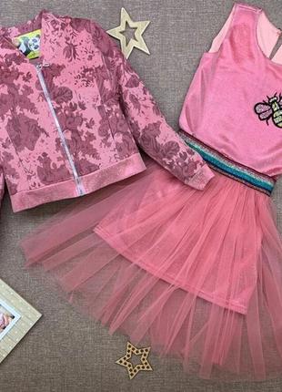 Комплект-куртка+сукня+спідниця