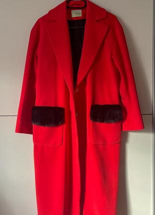Пальто красное шерсть3 фото