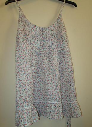 Акція 1+1=3 розпродаж красива маєчка new look в дрібні квіточки котон мереживо розмір 8