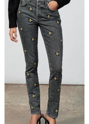 Розпродаж!!! нові джинси zara straight fit jeans s m 36 38 з вишивкою3 фото