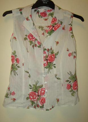 Акция 1+1=3 распродажа красивая воздушная блуза h&m котон цветы розы размер xs