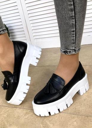 🔥 стильні шкіряні туфлі на тракторній підошві