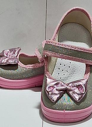 Тапочки капчики валді waldi аліна бант гірчичний для сменки в садок дівчинці дивчинки